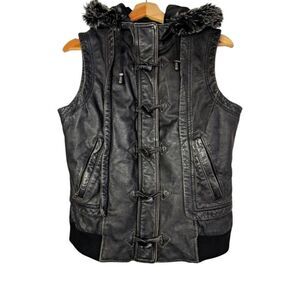Blink by Danier genuine leather hooded vest waistcoat size small